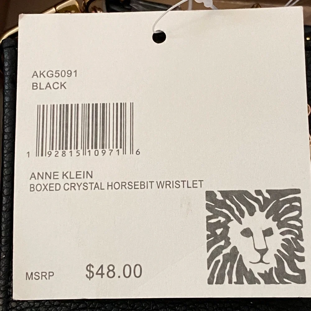 Anne Klein Black Boxed Crystal Horsebit Wristlet - Picture 3 of 5